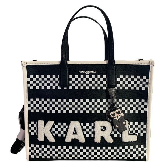 Karl Lagerfeld Handbags - Karl Lagerfeld Checkered Black & White Nouveau Tote Bag with dust bag